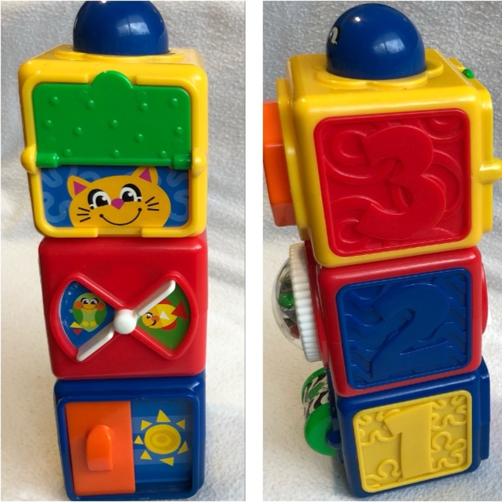 Vintage Fisher Price Stacking Action Building Blocks Set of 3 Activity Blocks
